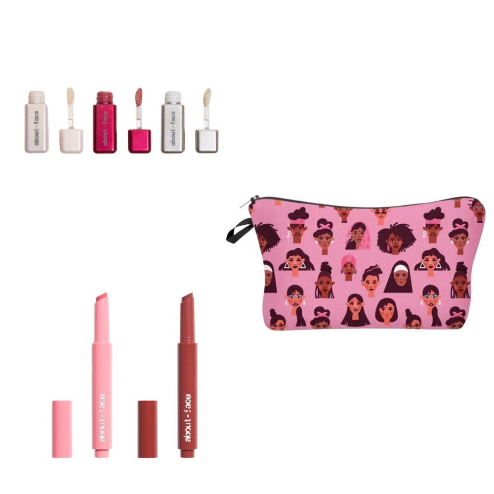 About-Face Minis Eye Paint And Lip Color Sets with Cosmetic Bag